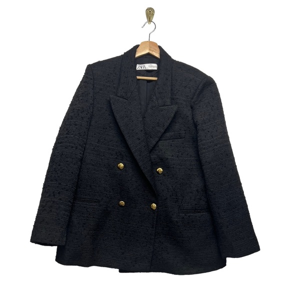 Zara Black Blazer with Silver Buttons - Picture 6 of 13